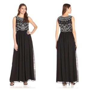 Adrianna Papell Beaded Sequin Formal Long Gown Dress Size 4